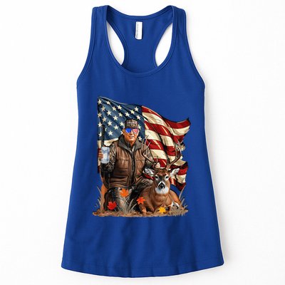 Trump Hunting Deer Funny Beer Drinking Beer Hunting Womens Tank Top
