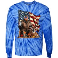 Trump Hunting Deer Funny Beer Drinking Beer Hunting Tie-Dye Long Sleeve Shirt