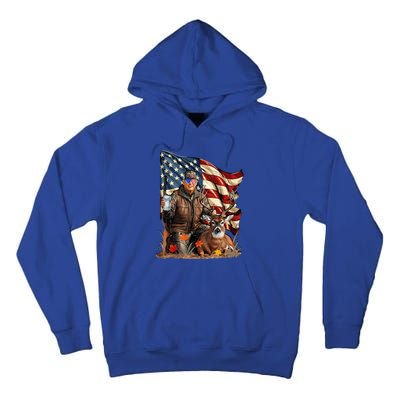 Trump Hunting Deer Funny Beer Drinking Beer Hunting Tall Hoodie