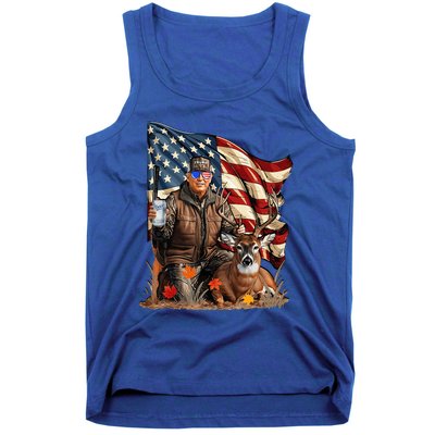 Trump Hunting Deer Funny Beer Drinking Beer Hunting Tank Top