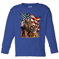 Trump Hunting Deer Funny Beer Drinking Beer Hunting Toddler Long Sleeve Shirt