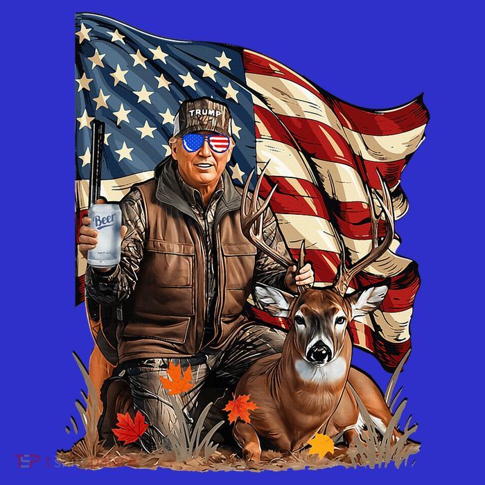 Trump Hunting Deer Funny Beer Drinking Beer Hunting Short Acrylic Beanie
