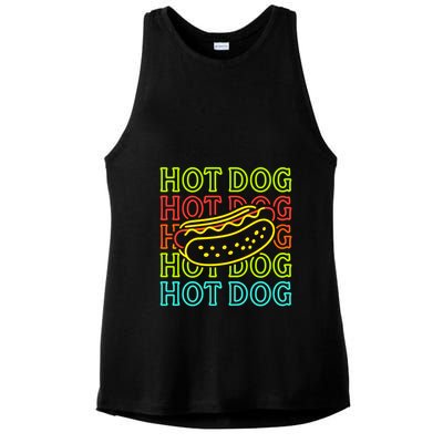 Trending Hot Dog Fashion Neon Design Ladies PosiCharge Tri-Blend Wicking Tank