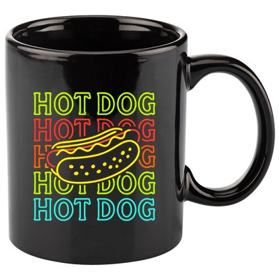 Trending Hot Dog Fashion Neon Design 11oz C Handle Ceramic Mug