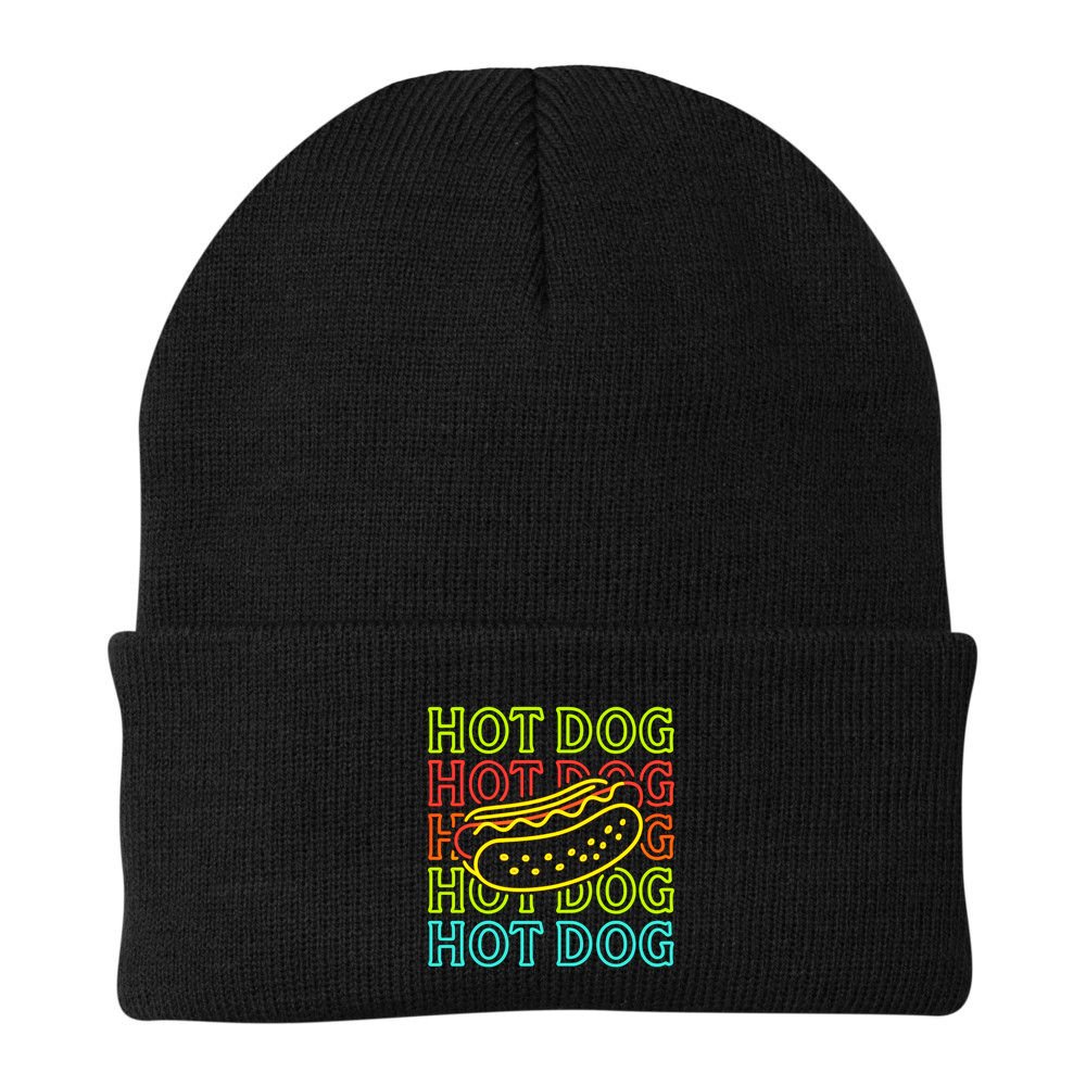 Trending Hot Dog Fashion Neon Design Beanie