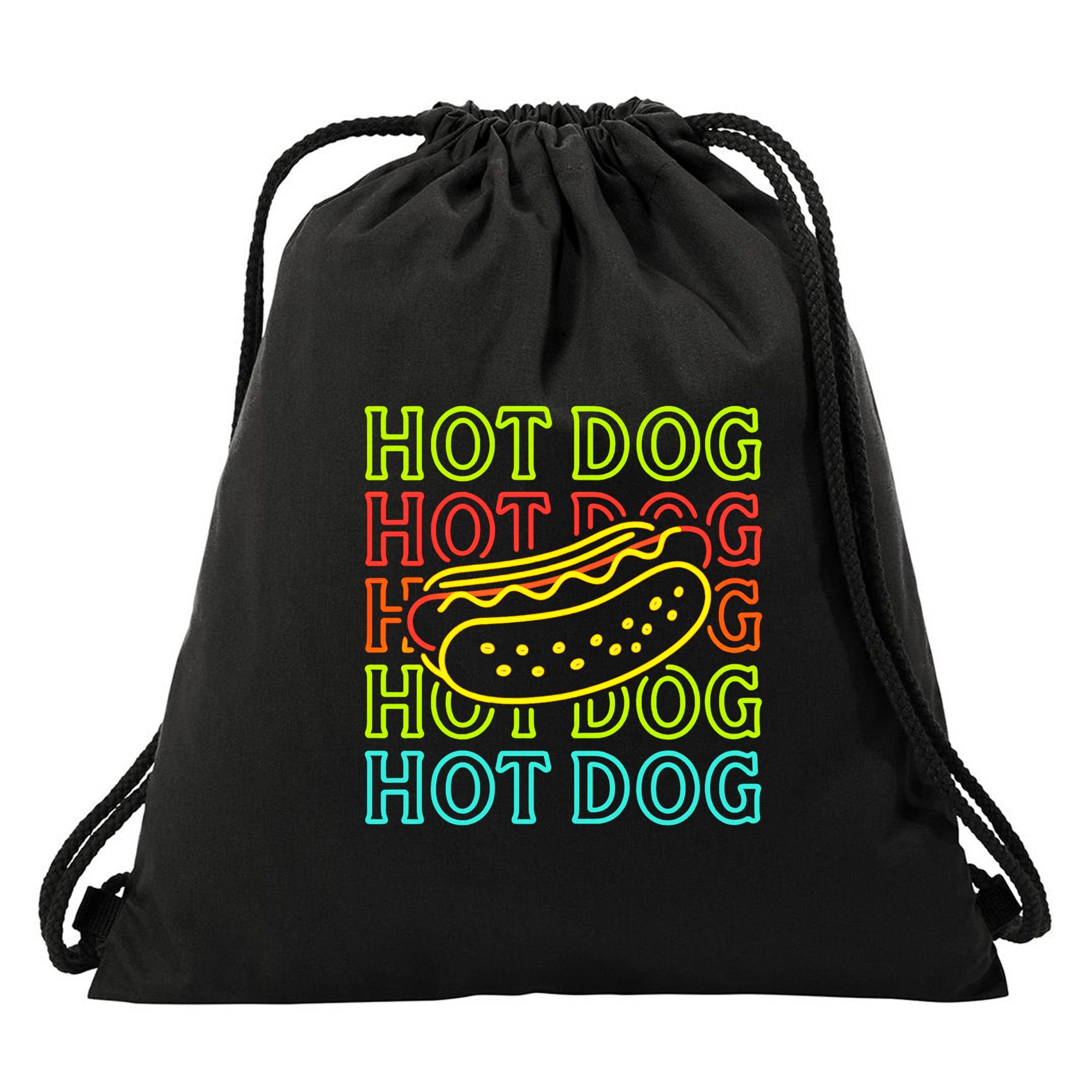 Trending Hot Dog Fashion Neon Design Drawstring Bag
