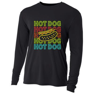 Trending Hot Dog Fashion Neon Design Cooling Performance Long Sleeve Crew