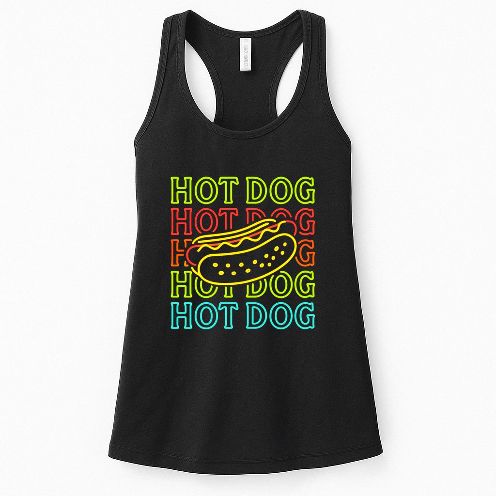 Trending Hot Dog Fashion Neon Design Womens Tank Top