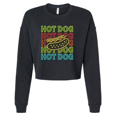 Trending Hot Dog Fashion Neon Design Cropped Pullover Crew