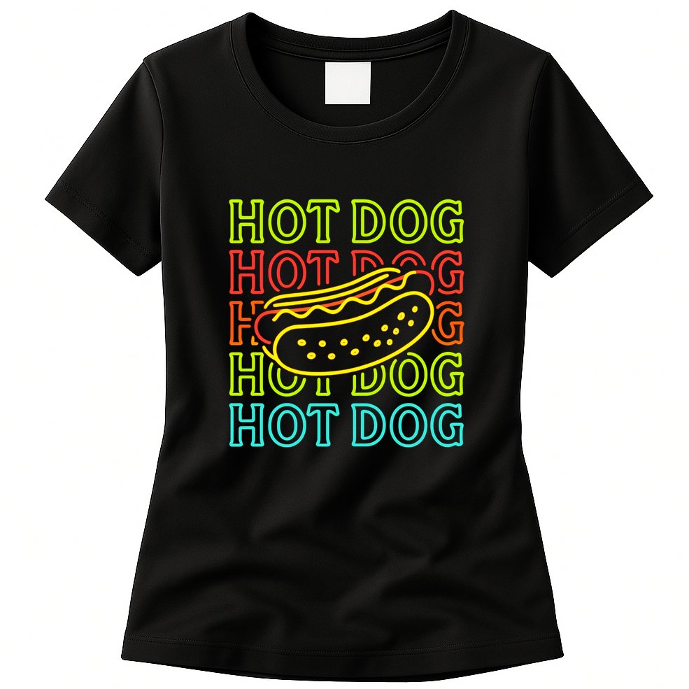 Trending Hot Dog Fashion Neon Design Womens T-Shirt