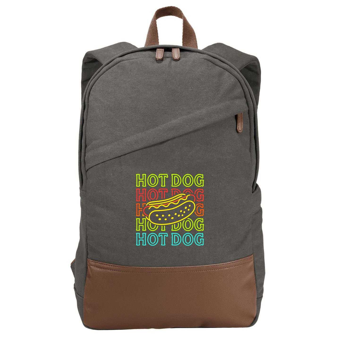Trending Hot Dog Fashion Neon Design Cotton Canvas Backpack