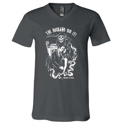 The Husband Did It True Crime V-Neck T-Shirt