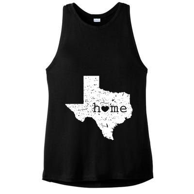Texas Home Distressed Tx Map With Heart Ladies PosiCharge Tri-Blend Wicking Tank
