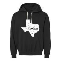 Texas Home Distressed Tx Map With Heart Garment-Dyed Fleece Hoodie
