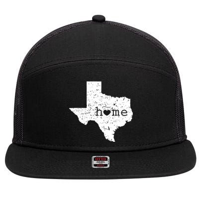 Texas Home Distressed Tx Map With Heart 7 Panel Mesh Trucker Snapback Hat