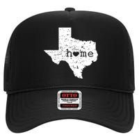 Texas Home Distressed Tx Map With Heart High Crown Mesh Back Trucker Hat