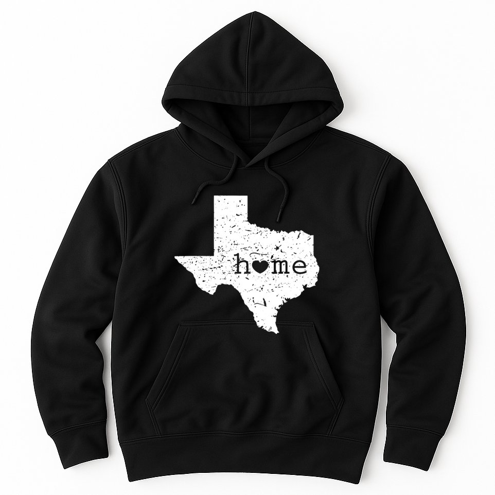 Texas Home Distressed Tx Map With Heart Hoodie