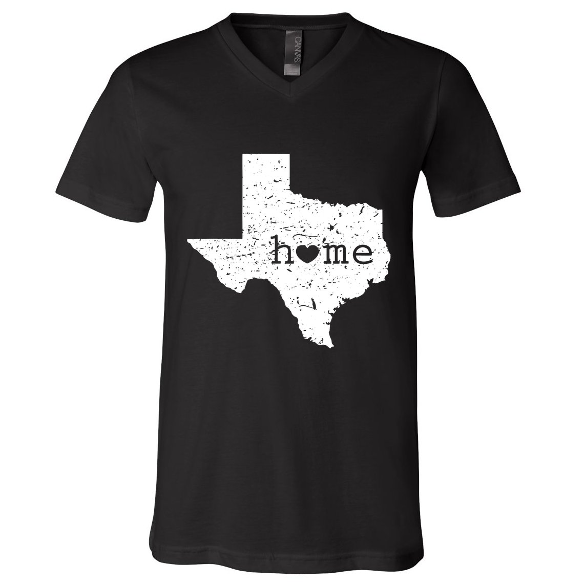 Texas Home Distressed Tx Map With Heart V-Neck T-Shirt