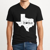 Texas Home Distressed Tx Map With Heart V-Neck T-Shirt