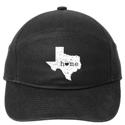 Texas Home Distressed Tx Map With Heart 7-Panel Snapback Hat