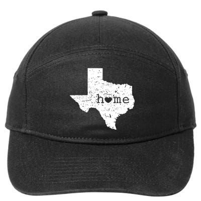 Texas Home Distressed Tx Map With Heart 7-Panel Snapback Hat