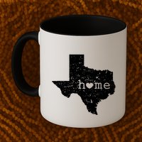 Texas Home Distressed Tx Map With Heart Mug