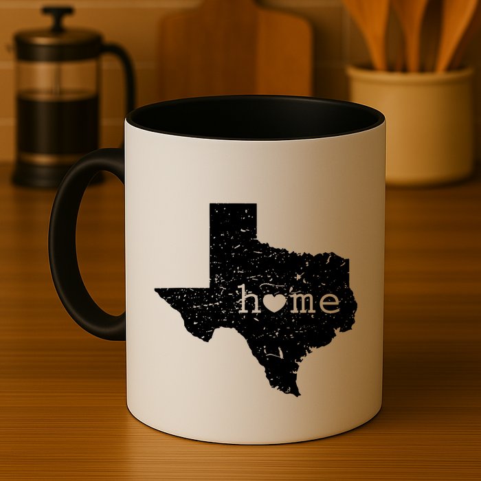 Texas Home Distressed Tx Map With Heart Mug