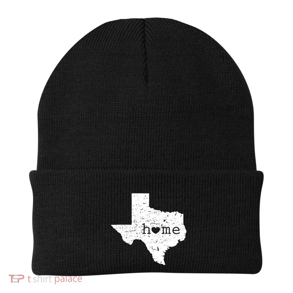 Texas Home Distressed Tx Map With Heart Beanie