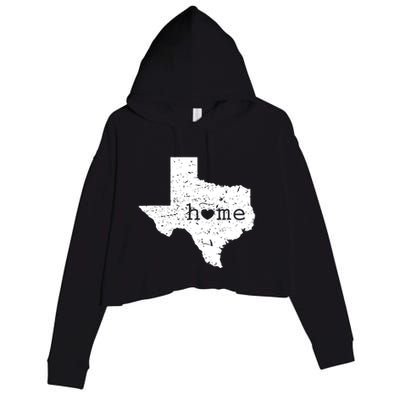 Texas Home Distressed Tx Map With Heart Crop Fleece Hoodie