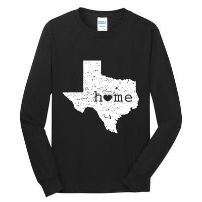 Texas Home Distressed Tx Map With Heart Tall Long Sleeve T-Shirt
