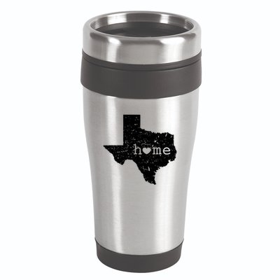 Texas Home Distressed Tx Map With Heart 16oz Travel Tumbler