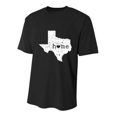 Texas Home Distressed Tx Map With Heart Youth Performance Sprint T-Shirt