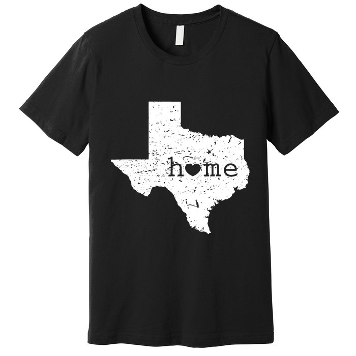 Texas Home Distressed Tx Map With Heart Premium T-Shirt