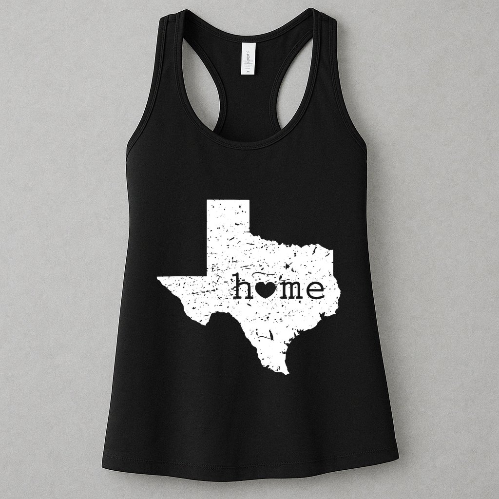 Texas Home Distressed Tx Map With Heart Womens Tank Top