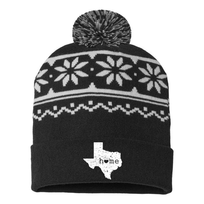 Texas Home Distressed Tx Map With Heart USA-Made Snowflake Beanie