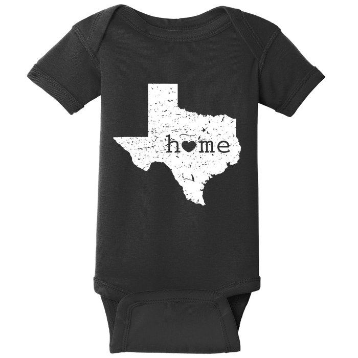 Texas Home Distressed Tx Map With Heart Baby Bodysuit