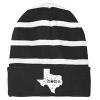 Texas Home Distressed Tx Map With Heart Striped Beanie with Solid Band