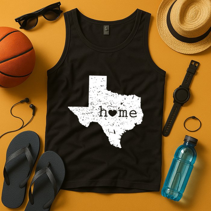 Texas Home Distressed Tx Map With Heart Tank Top
