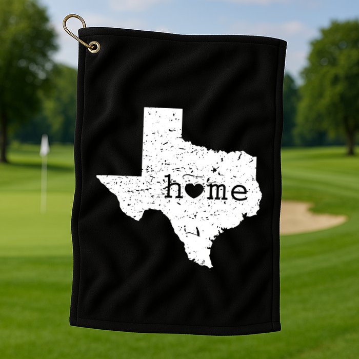 Texas Home Distressed Tx Map With Heart Golf Towel