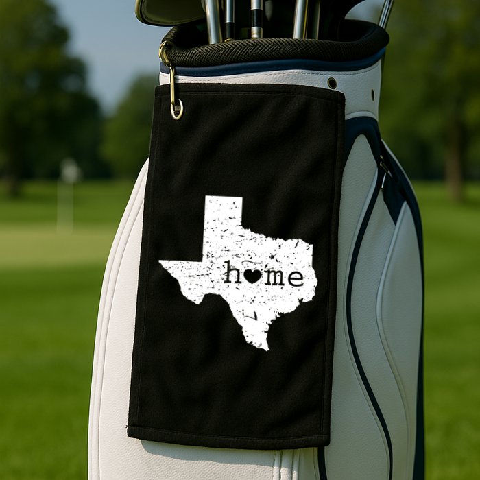 Texas Home Distressed Tx Map With Heart Golf Towel