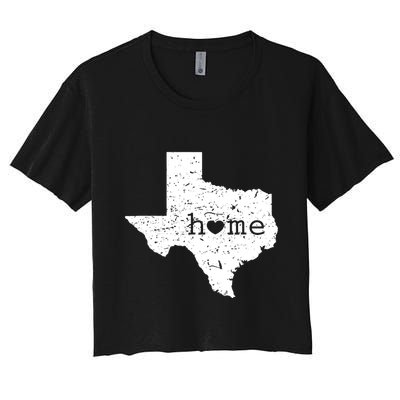 Texas Home Distressed Tx Map With Heart Crop Top