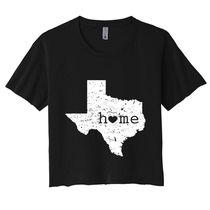 Texas Home Distressed Tx Map With Heart Crop Top
