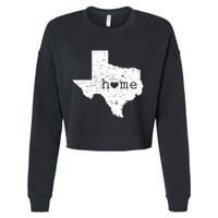 Texas Home Distressed Tx Map With Heart Cropped Pullover Crew