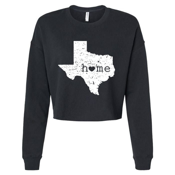 Texas Home Distressed Tx Map With Heart Cropped Pullover Crew
