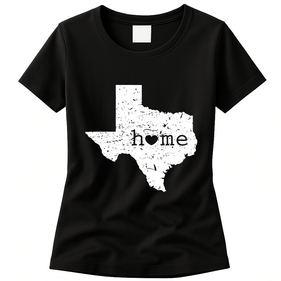 Texas Home Distressed Tx Map With Heart Womens T-Shirt