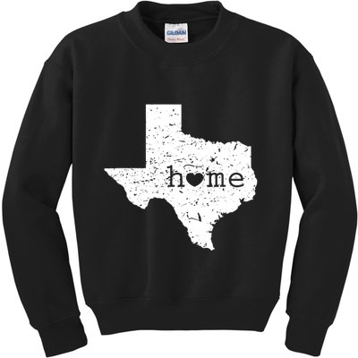 Texas Home Distressed Tx Map With Heart Kids Sweatshirt