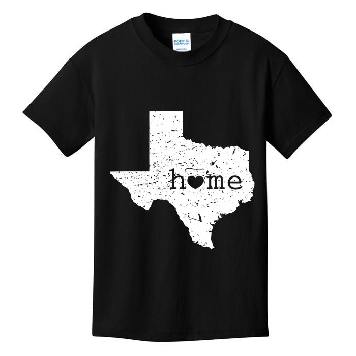 Texas Home Distressed Tx Map With Heart Kids T-Shirt