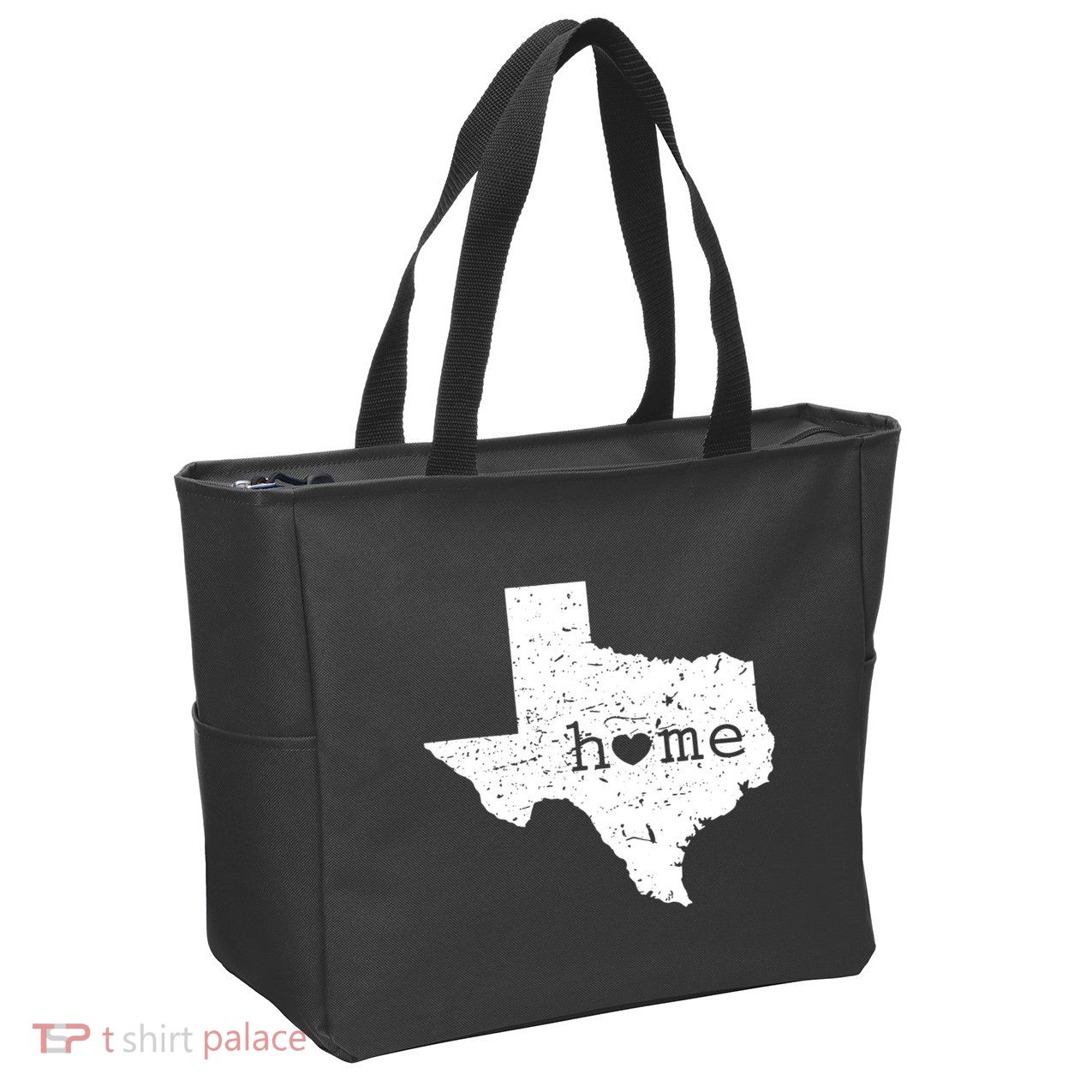 Texas Home Distressed Tx Map With Heart Zip Tote Bag