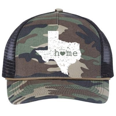 Texas Home Distressed Tx Map With Heart Retro Rope Trucker Hat Cap