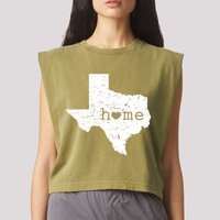 Texas Home Distressed Tx Map With Heart Garment-Dyed Women's Muscle Tee